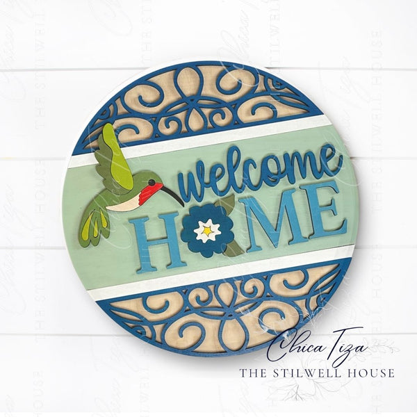 HummingBird - Round  Wood Door Sign | Hanger | ChicaTiza
