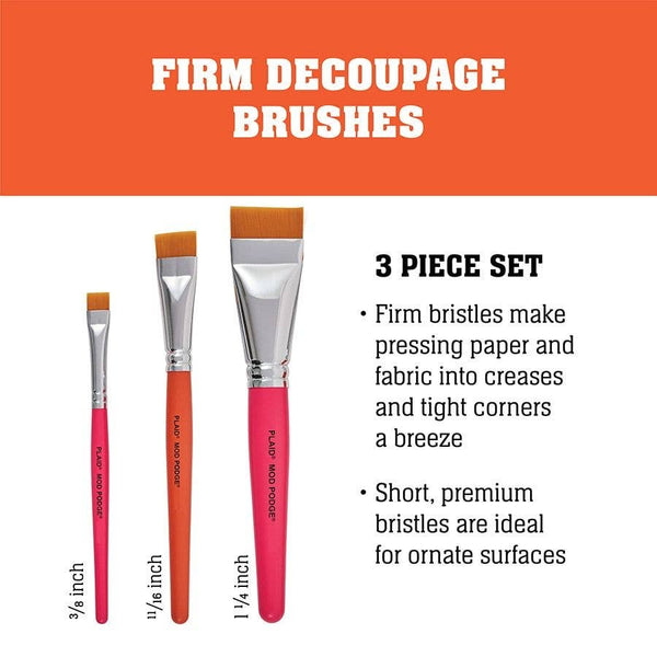 Plaid Crafts - Mod Podge Decoupage Firm Decoupage Brushes 3PC