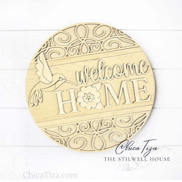 HummingBird - Round Wood Door Sign | Hanger | ChicaTiza