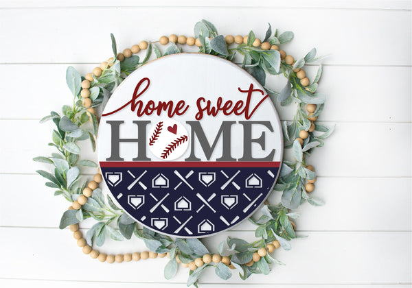 Home Sweet Home   - baseball Round  Wood Door Sign | Hanger | ChicaTiza