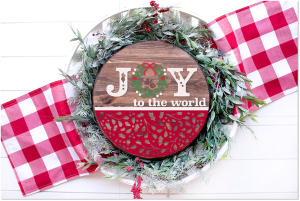 Joy Christmas 23 - Round Wood Door Sign | Hanger | ChicaTiza