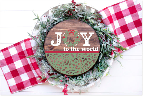 Joy Christmas  23  - Round  Wood Door Sign | Hanger | ChicaTiza