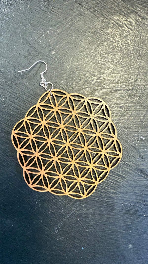 3” Round Flower of life Earrings by Wisp & Fern