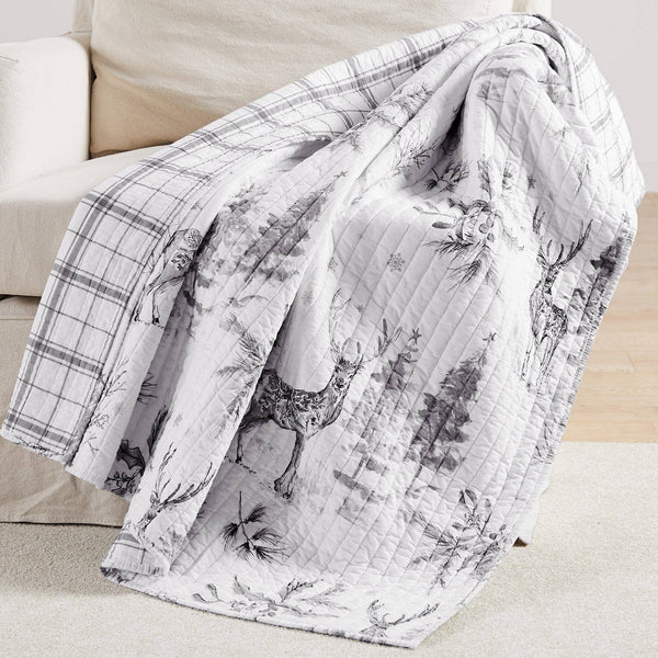 Levtex Home - Sleigh Bells Quilted Throw Blanket: Grey