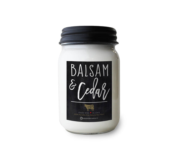 Milkhouse Candle Company - 13 oz Mason Jar Candle: Balsam & Cedar