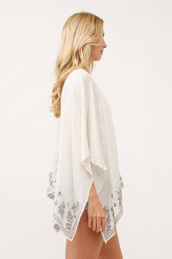 LLili Embroidered Kimono Cover-Up: White / One Size
