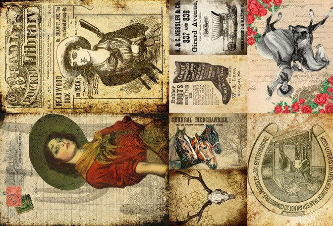CowGirl Projet Blocks Decoupage Paper - Roycycled Treasures