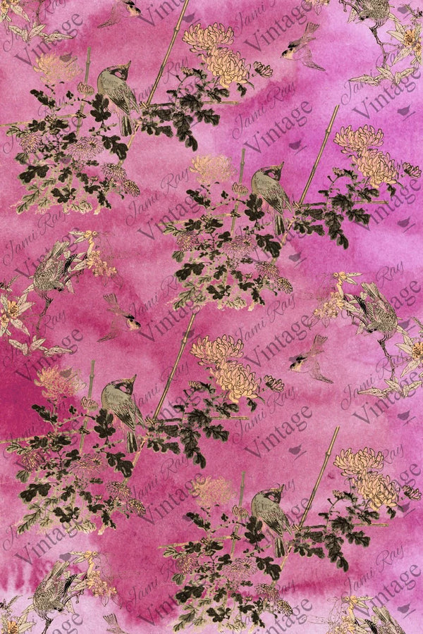Hot Pink Chinoiserie| JRV Decoupage Paper 30x20 inch