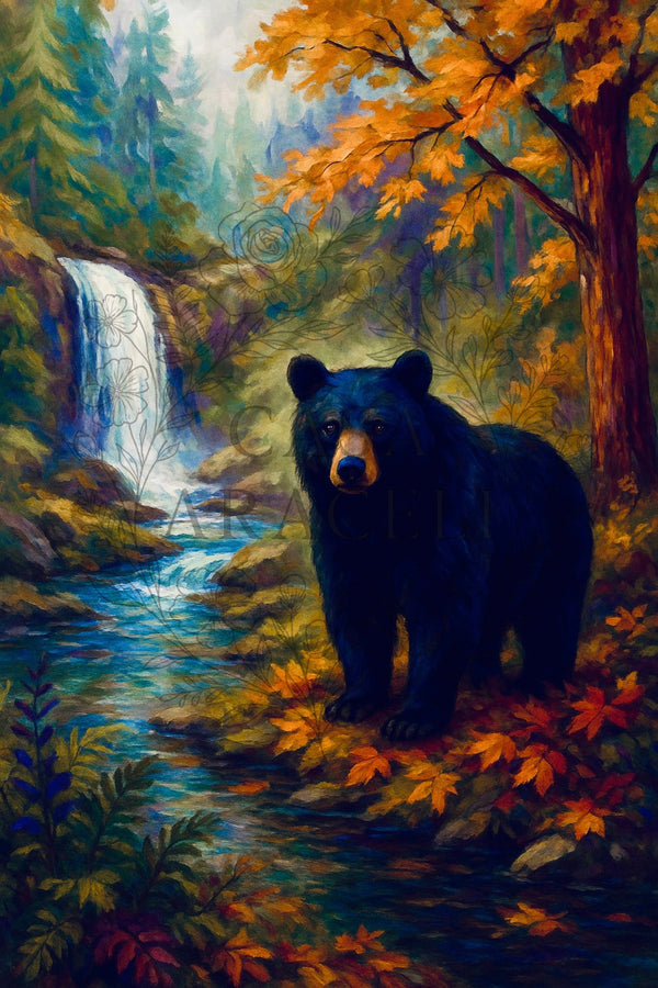 Autumn Sentinel — Fall Bear Decoupage Paper by Casa Araceli