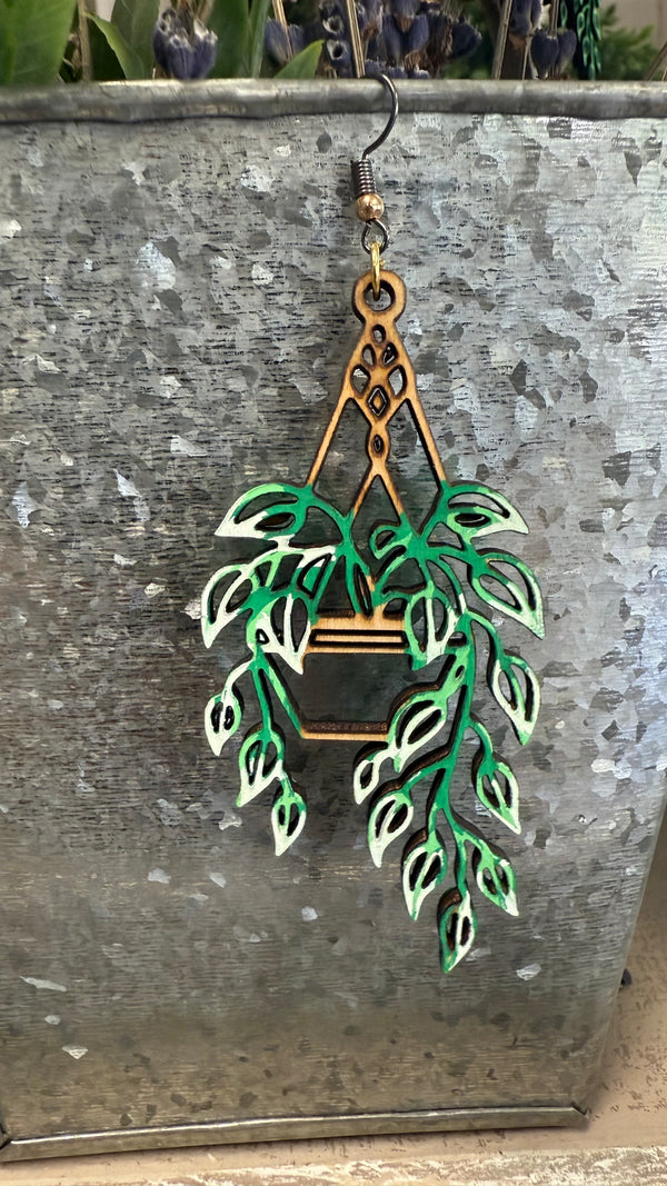 Pothos Hanging Plant Earrings by Wisp & Fern