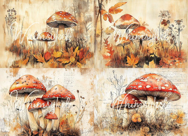 Fall Mushrooms 21x 29 in | Whimsykel