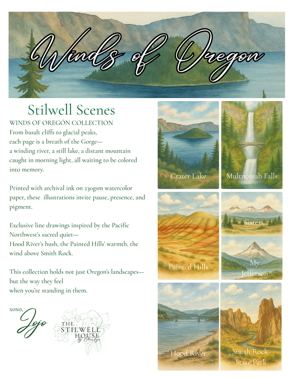 Oregon Winds Collection – Watercolor Coloring Pages | Stilwell Scenes