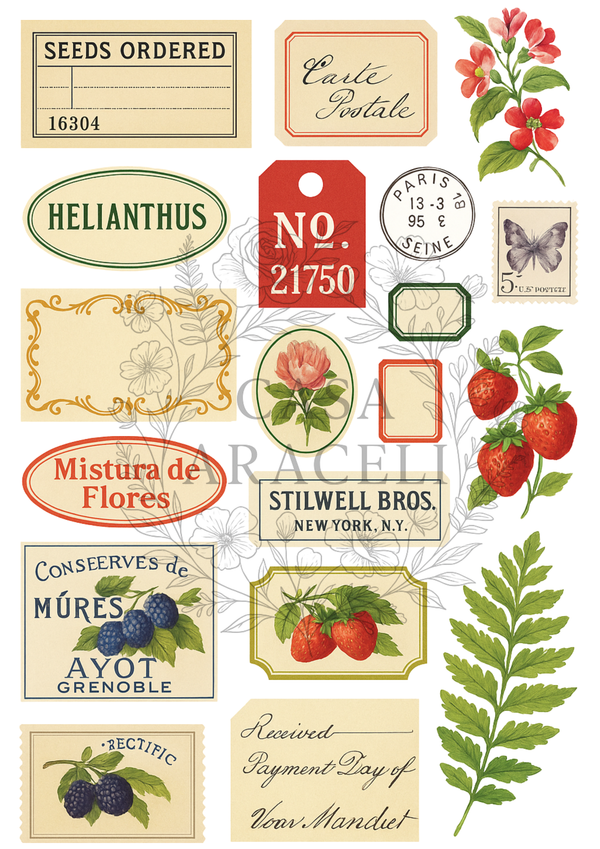 Seeds and Scraps: Vintage Decoupage Paper Collection by Casa Araceli (6Sheets)