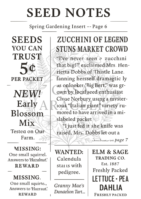 Seeds and Scraps: Vintage Decoupage Paper Collection by Casa Araceli (6Sheets)