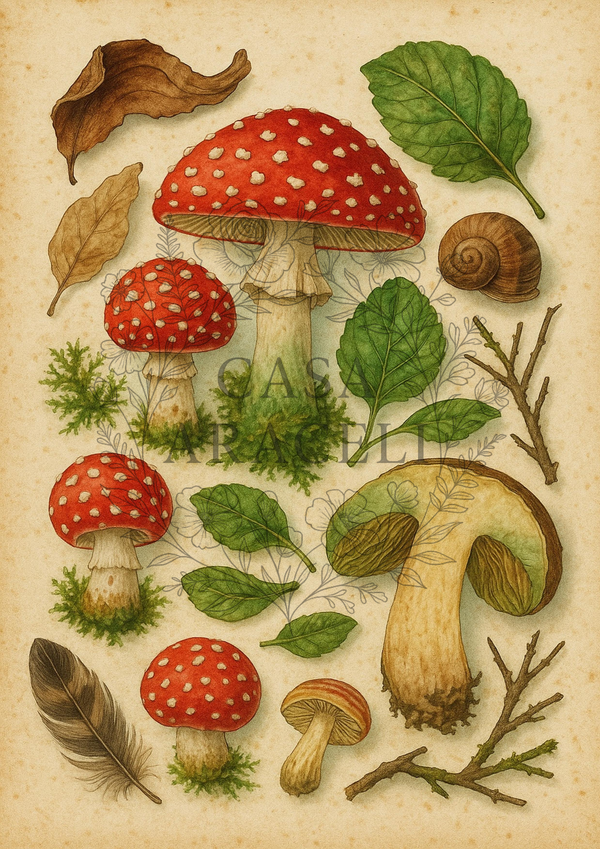 Mushroom Studies: A Vintage Decoupage Paper Collection by Casa Araceli (6 Sheets)