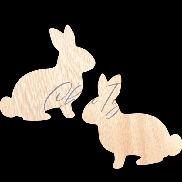 Sitting Bunny Wood Cutout – Paintable Shape for Spring & Easter Decor (7”–18”)