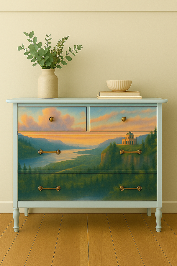 Jami Ray Vintage Cottage colors featuring a lovely painterly decoupage Kozo paper exclusive design by the Casa Araceli Atelier - Paper designed by Jojo at the Stilwell House