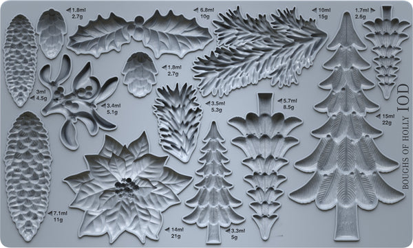 Boughs of Holly 6 × 10-inch IOD Encore mould