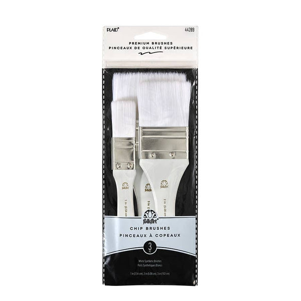 Plaid White Nylon Chip Brush Set 3 Piece - Folk Art