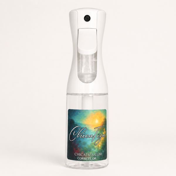 ChicaTiza 200ml continuous fine mist spray bottle on a clean white background