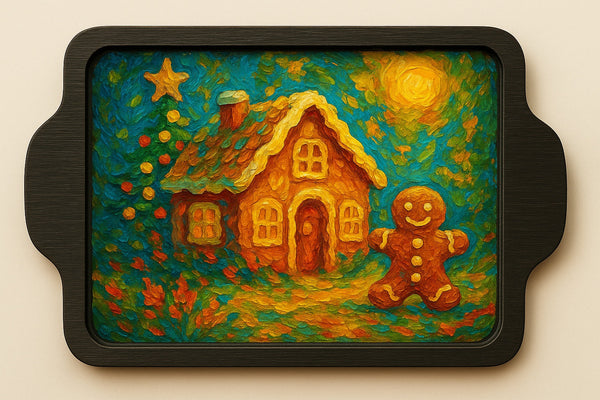 Gingerbread Cottage painted example on ChicaTiza cookie sheet wood blank