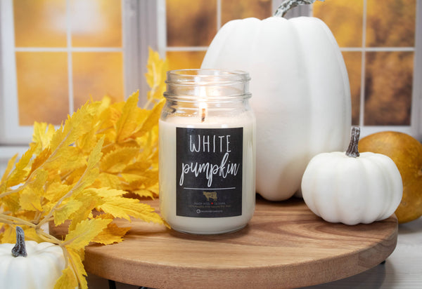 Milkhouse Candle Company - 13 oz Mason Jar Fall Candle: White Pumpkin