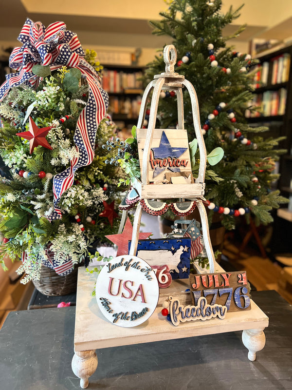 Double Tiered Cloche - Wooden Tiered Tray |The Stilwell House