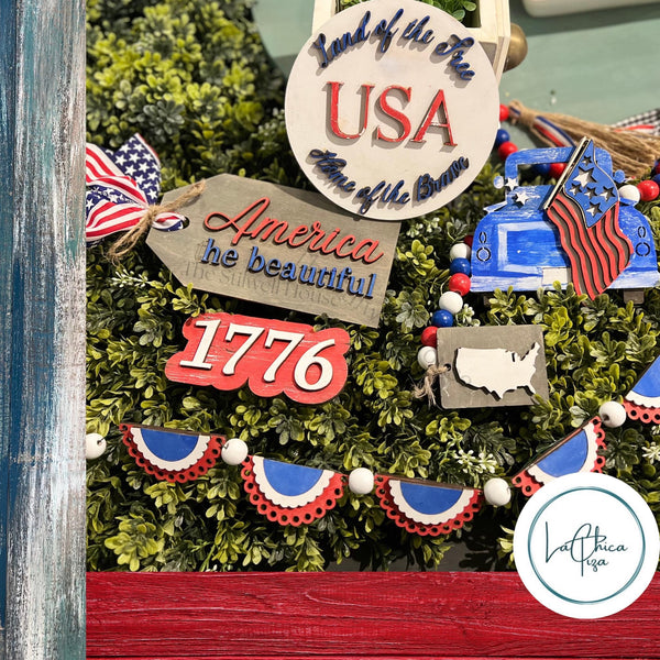 Patriotic Wood Tiered Tray kit  | Chica Tiza