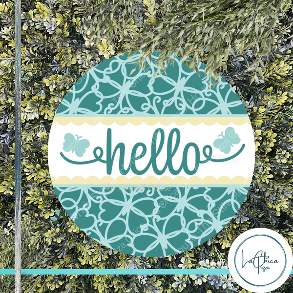 Hello Butterfly -  - Round  Wood Door Sign | Hanger | ChicaTiza