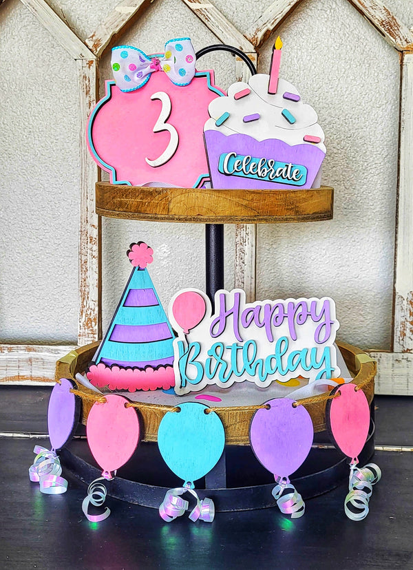 Birthday Wood Tiered Tray - ChicaTiza Paint Kit