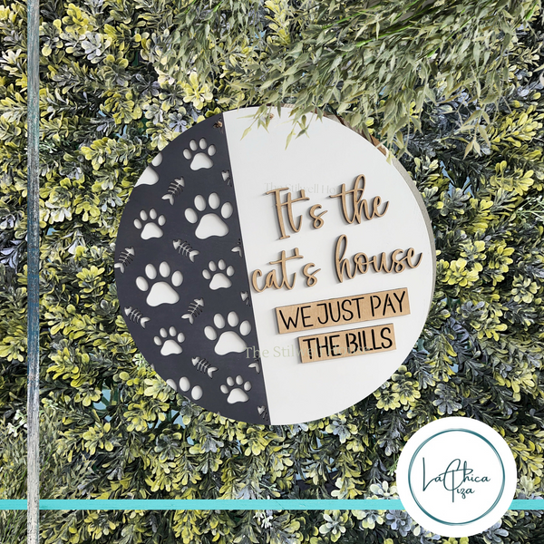 The Cat's Door Hanger -  - Round  Wood Door Sign | Hanger | ChicaTiza