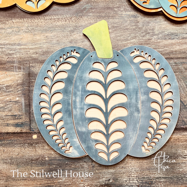 Fancy Pumpkin 2   - Round  Wood Door Sign | Hanger | ChicaTiza