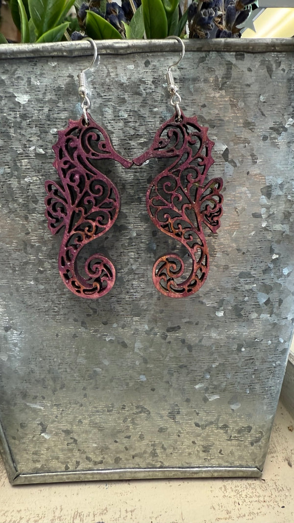 Filigree Seahorse Earrings — original photograph