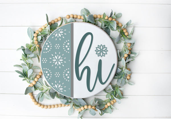 Flower Burst Hi   - Round  Wood Door Sign | Hanger | ChicaTiza