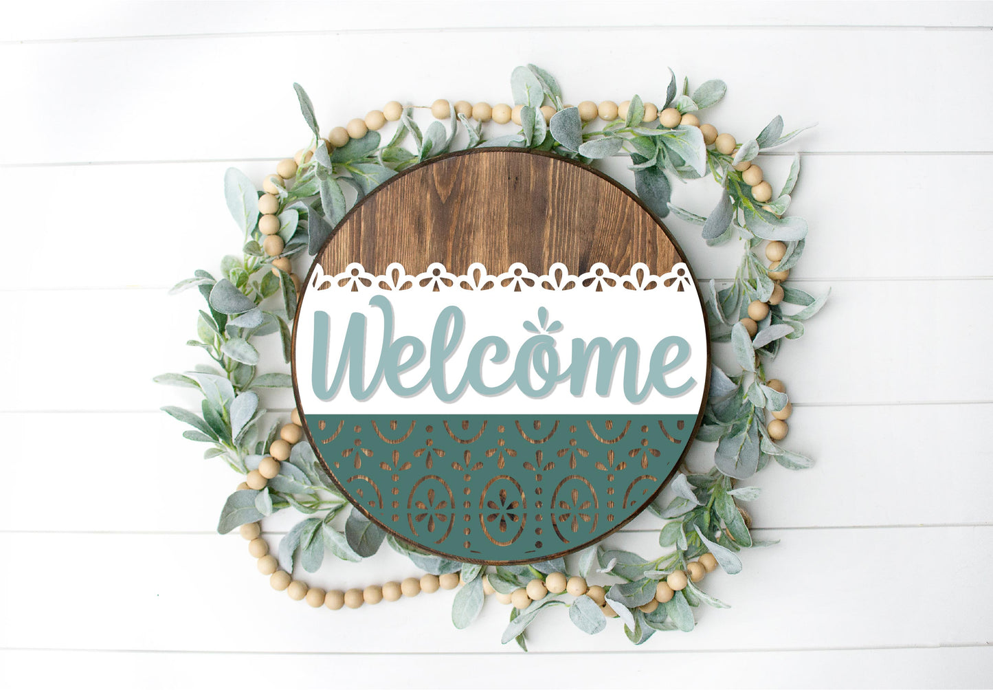 Vintage Welcome - Round Wood Door Sign | Hanger | ChicaTiza