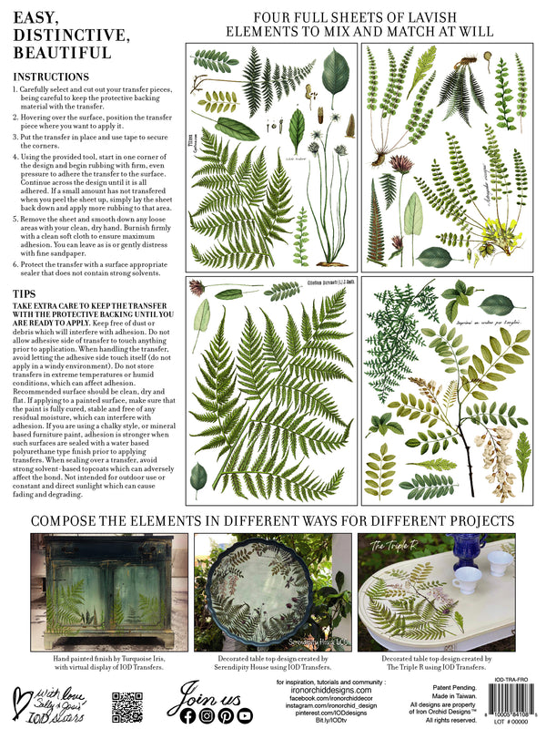Fronds Botanical 12x16 pad Decor Transfer Decor Transfer