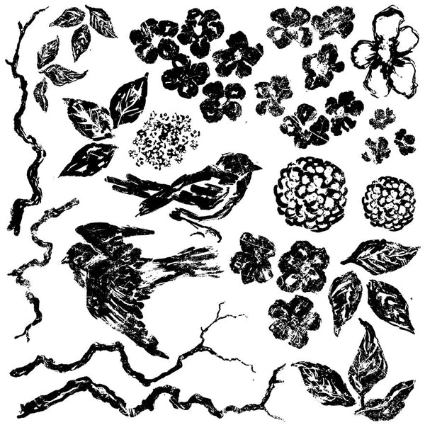 IOD Birds Branches Blossoms 12x12 Decor Stamp™