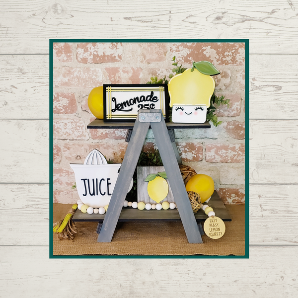 Lemon Squeezy - Wood Tiered Tray Decor Kit | Chica Tiza