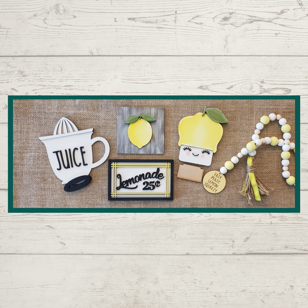 Lemon Squeezy - Wood Tiered Tray Decor Kit | Chica Tiza