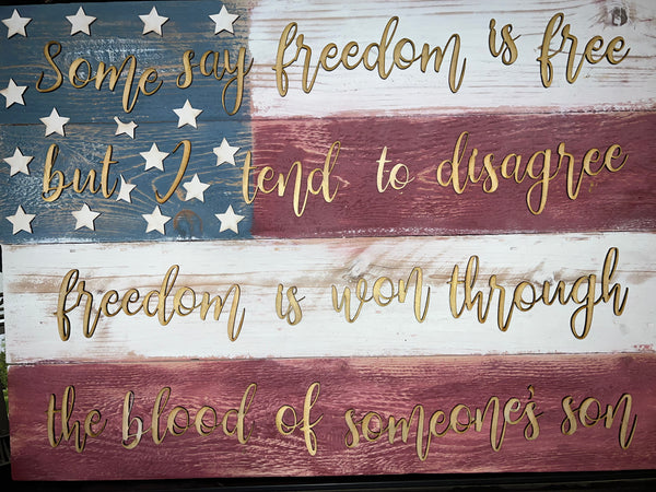 Old Glory | 34 inch  Customizable Cedar Wood Americana Flag | The Stilwell House