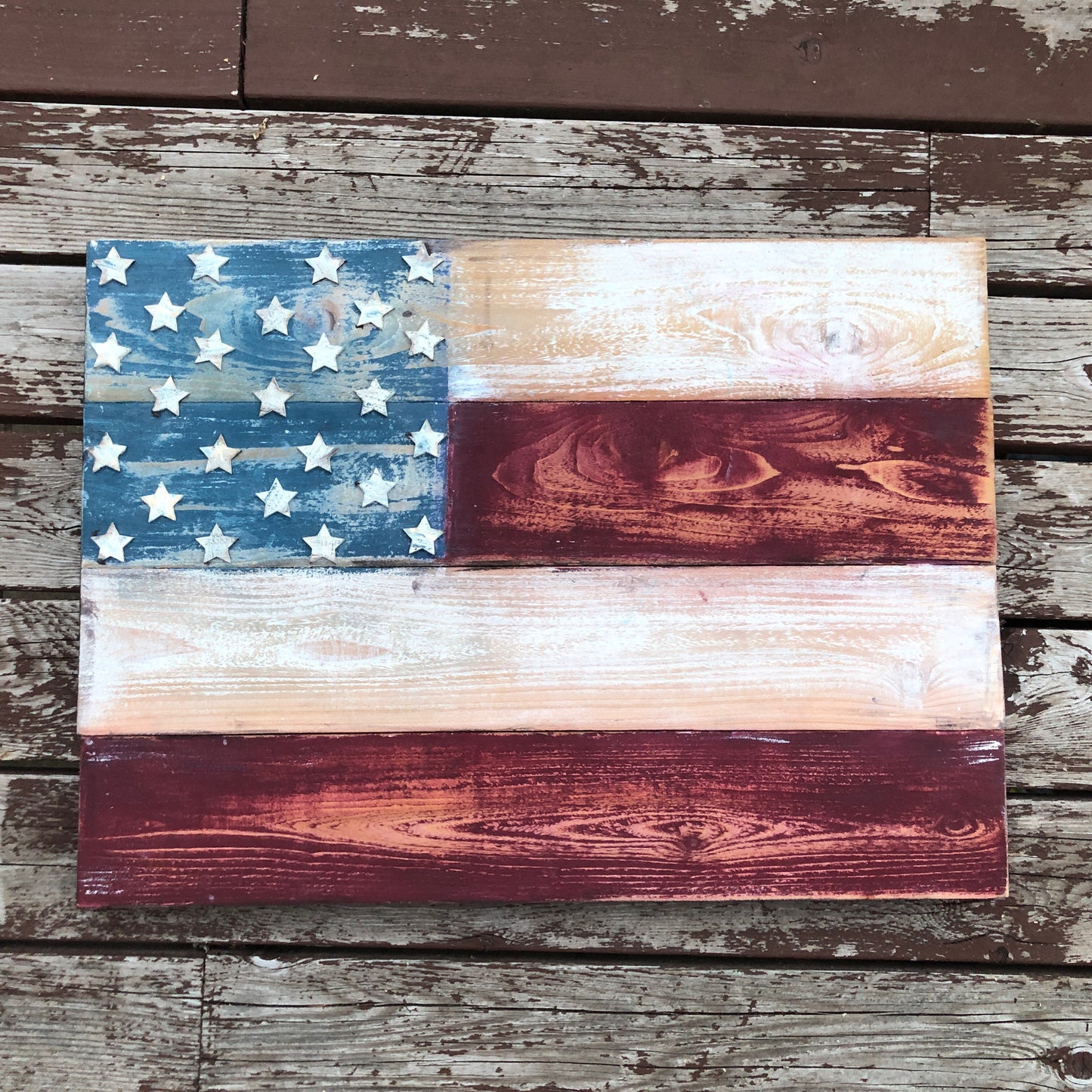 Old Glory | 34 inch Customizable Cedar Wood Americana Flag | The Stilwell House