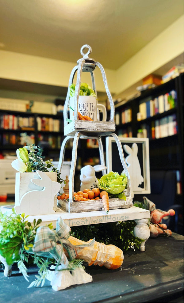 Double Tiered Cloche - Wooden Tiered Tray |The Stilwell House