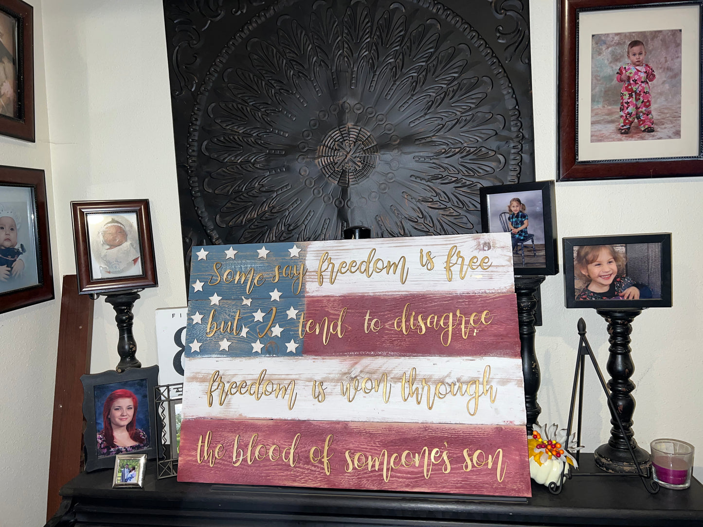 Old Glory | 34 inch Customizable Cedar Wood Americana Flag | The Stilwell House