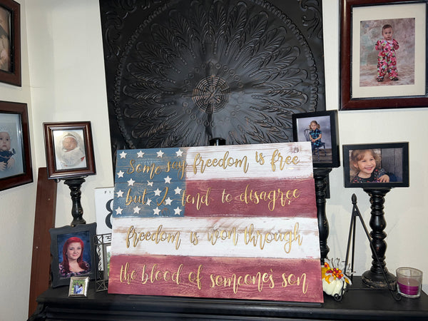 Old Glory | 34 inch  Customizable Cedar Wood Americana Flag | The Stilwell House