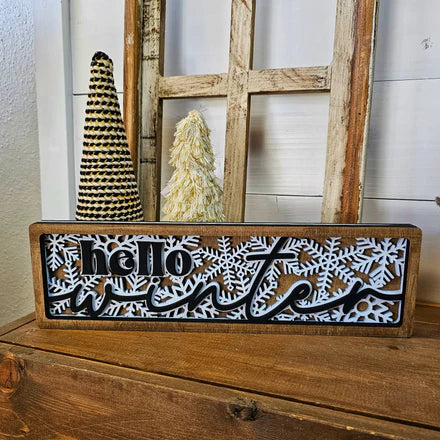 DIY Winter Snowflakes Chunky Shelf Sitter by ChicaTiza