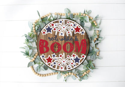Welcome Patriotic Round - Round  Wood Door Sign | Hanger | ChicaTiza