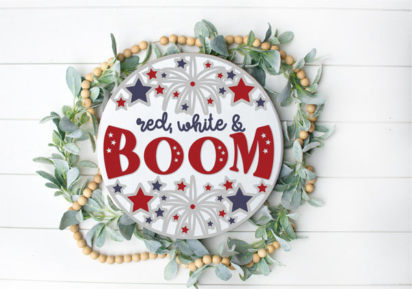 Welcome Patriotic Round - Round  Wood Door Sign | Hanger | ChicaTiza