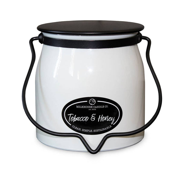 Milkhouse Candle Company - 16 oz Butter Jar Candle: Tobacco & Honey