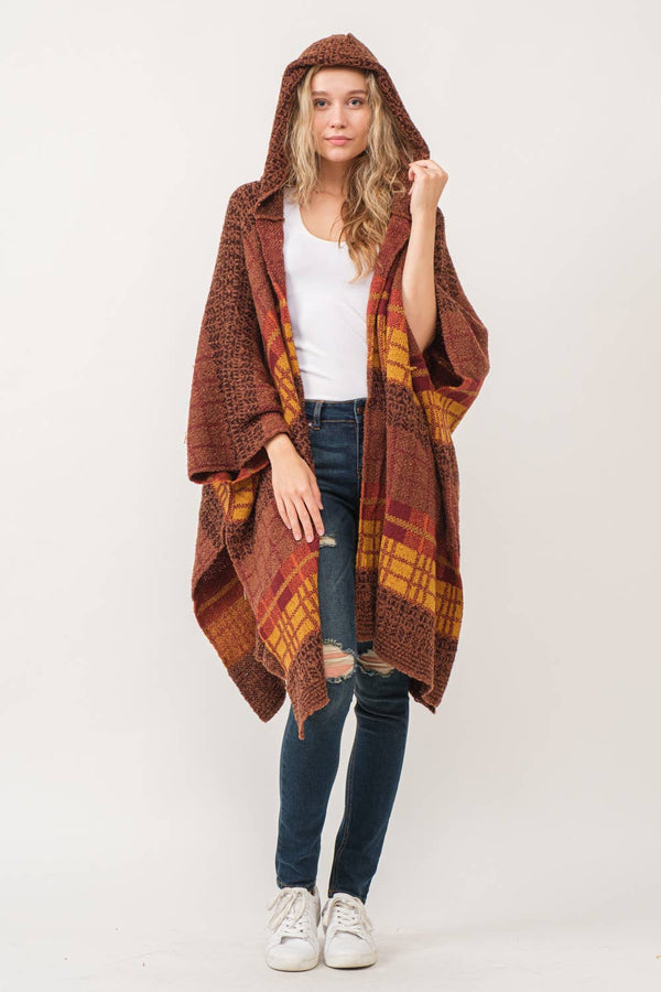 Raj - Hailey Hooded Ruana: Sienna Brown