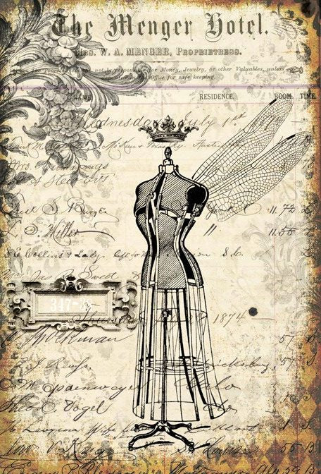 Grunge Dress Form 20x30 in Decoupage  - Roycycled Treasures